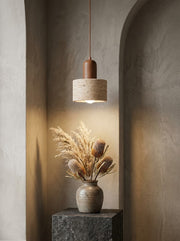 Travertine Japanese Wabi-sabi Style Bedside Pendant Lamp for Bedroom